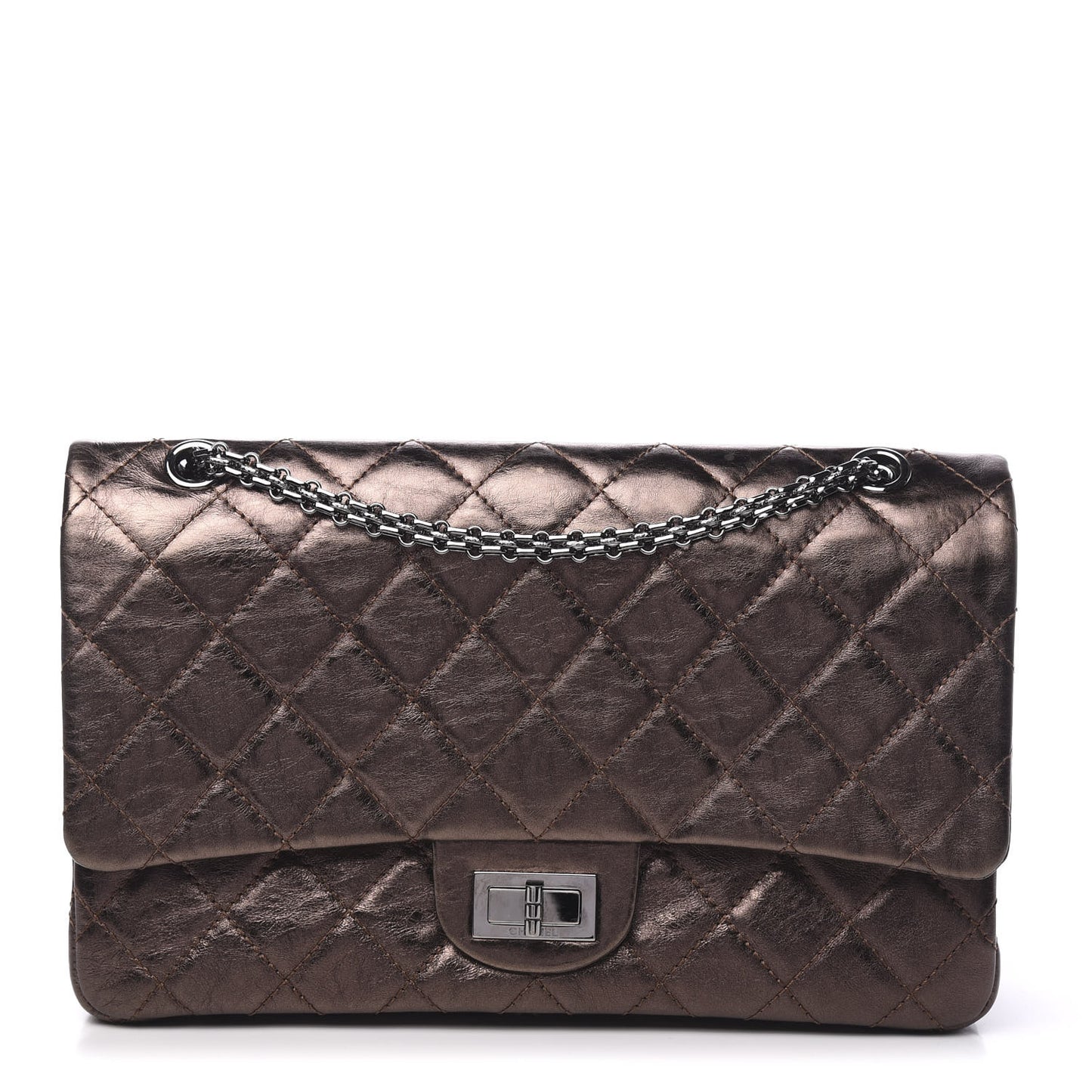 Metallic Aged Calfskin Quilted 2.55 Reissue 227 Flap Bronze