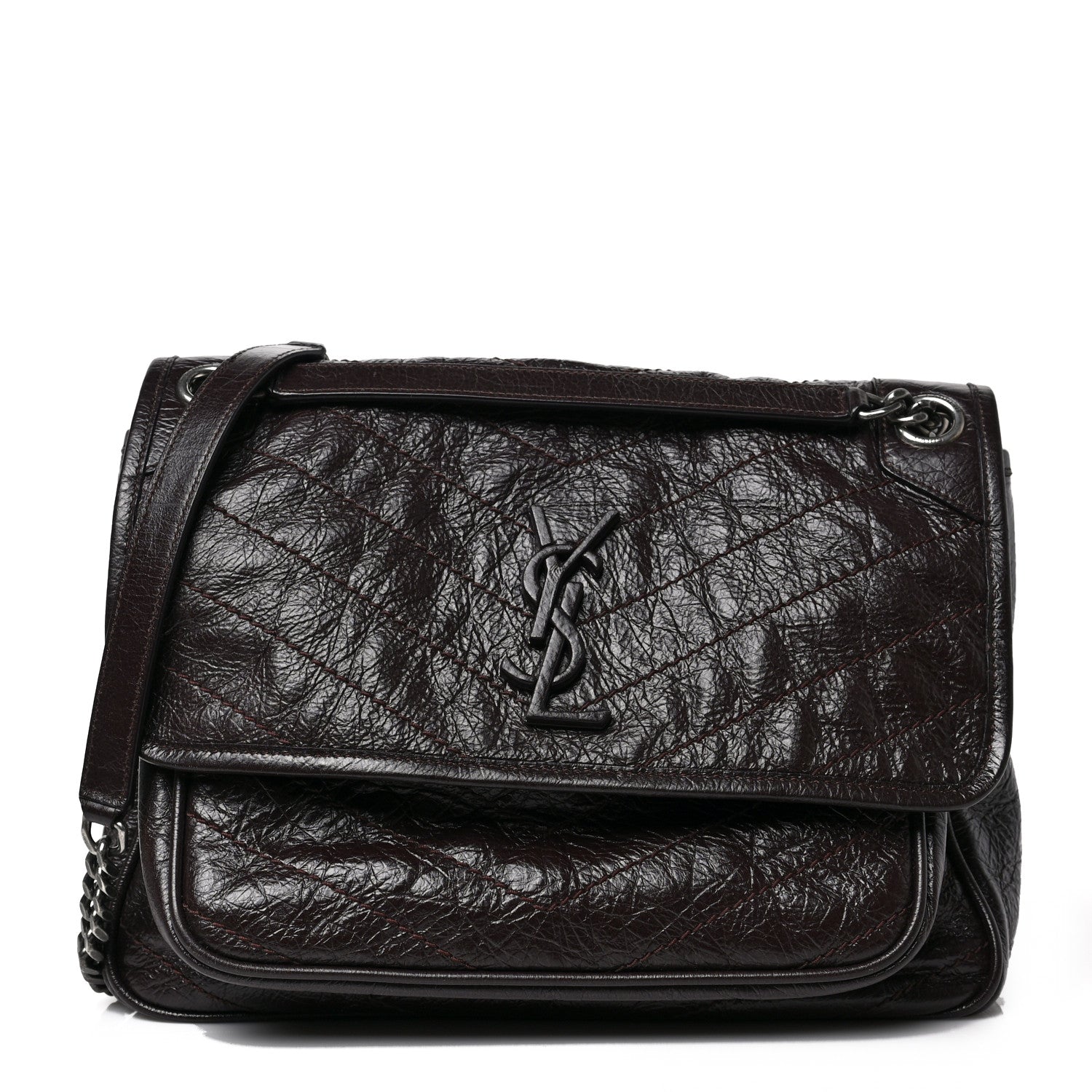 Saint Laurent Crinkled Calfskin Matelasse Monogram Medium Niki Chain Satchel Tulip 1 of 8
