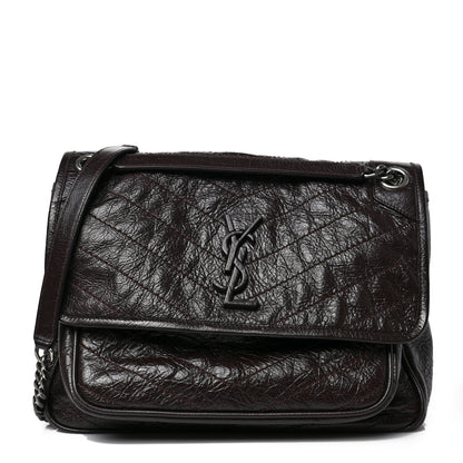 Saint Laurent Crinkled Calfskin Matelasse Monogram Medium Niki Chain Satchel Tulip 1 of 8