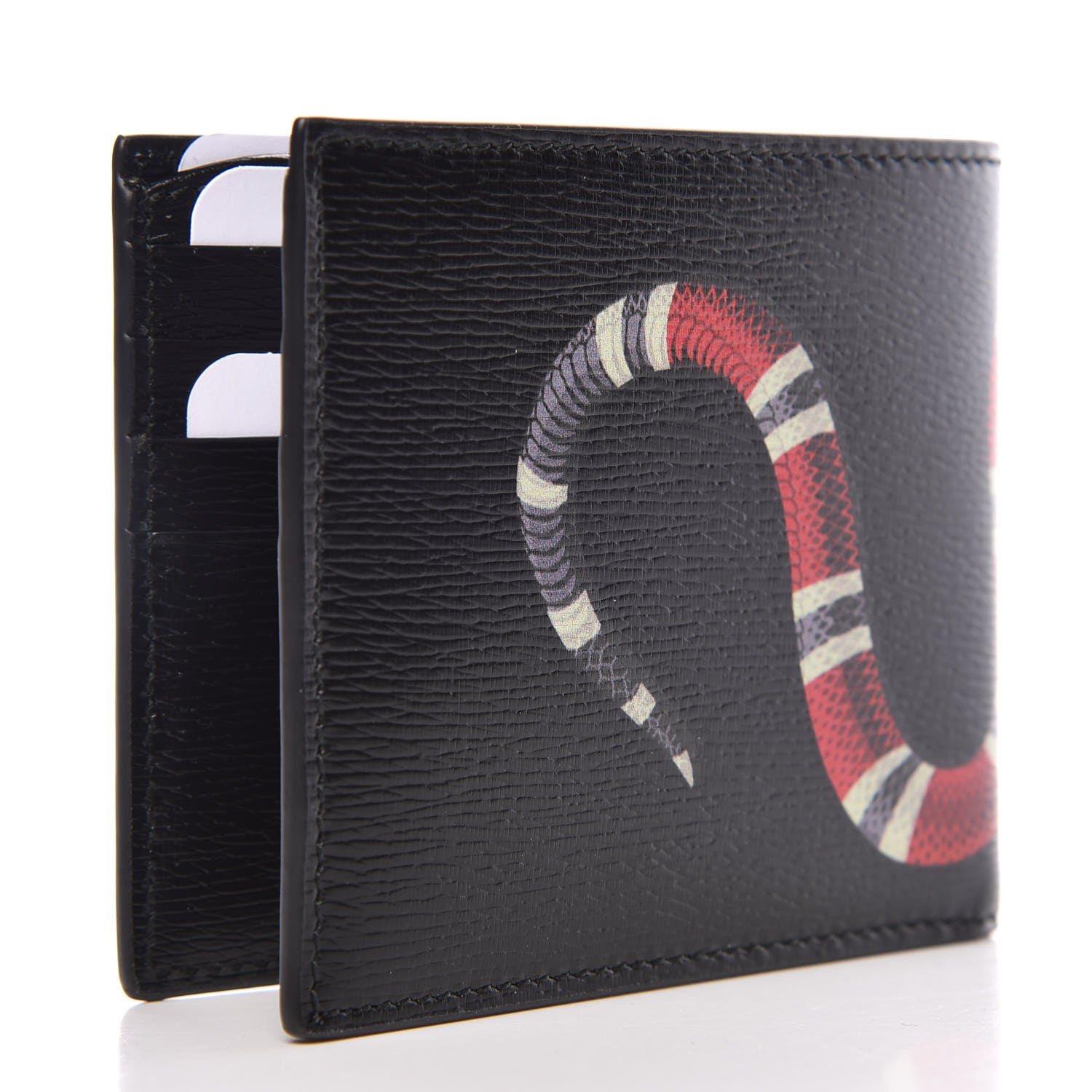 Gucci Shangai Calfskin Kingsnake Bi-Fold Wallet Black 3 of 8