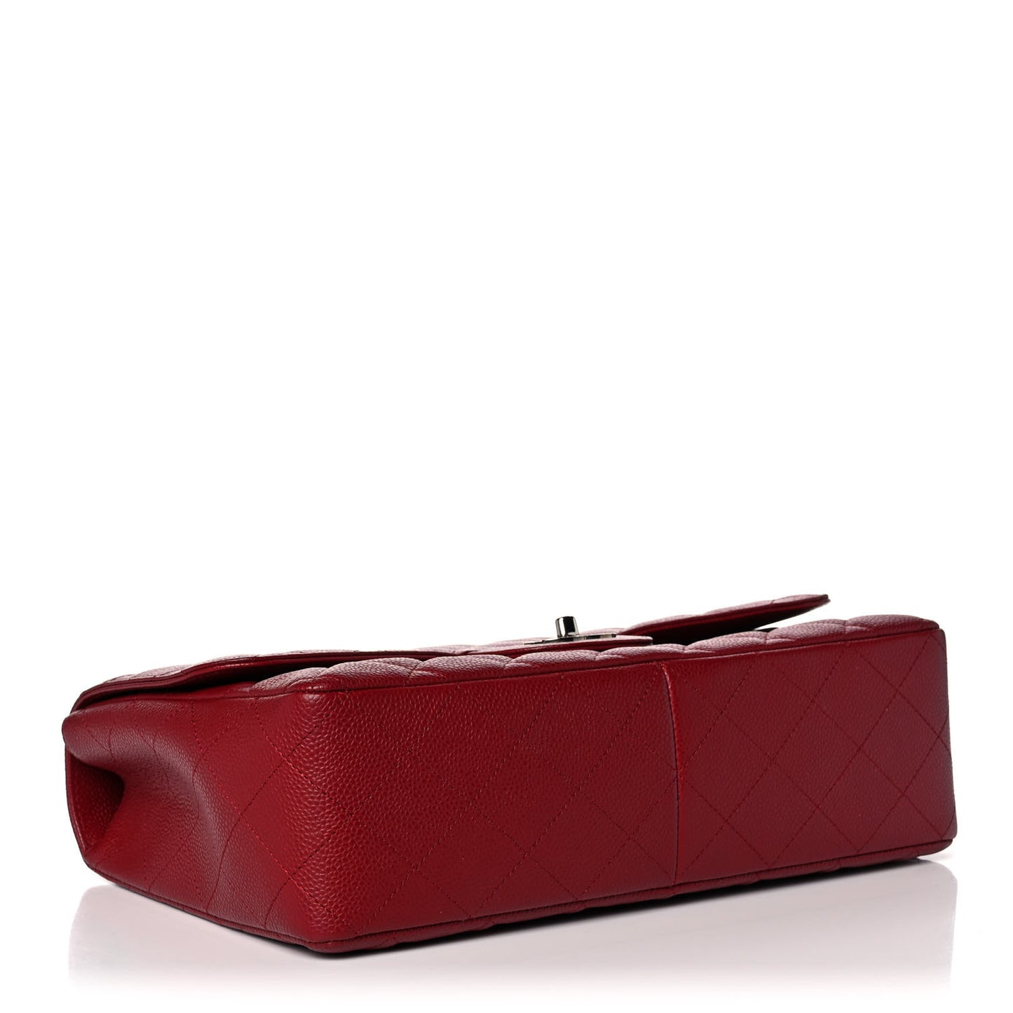 Caviar Quilted Jumbo Single Flap Dark Red