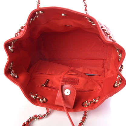 Chanel Lambskin Quilted Drawstring Bag Red 5 of 9