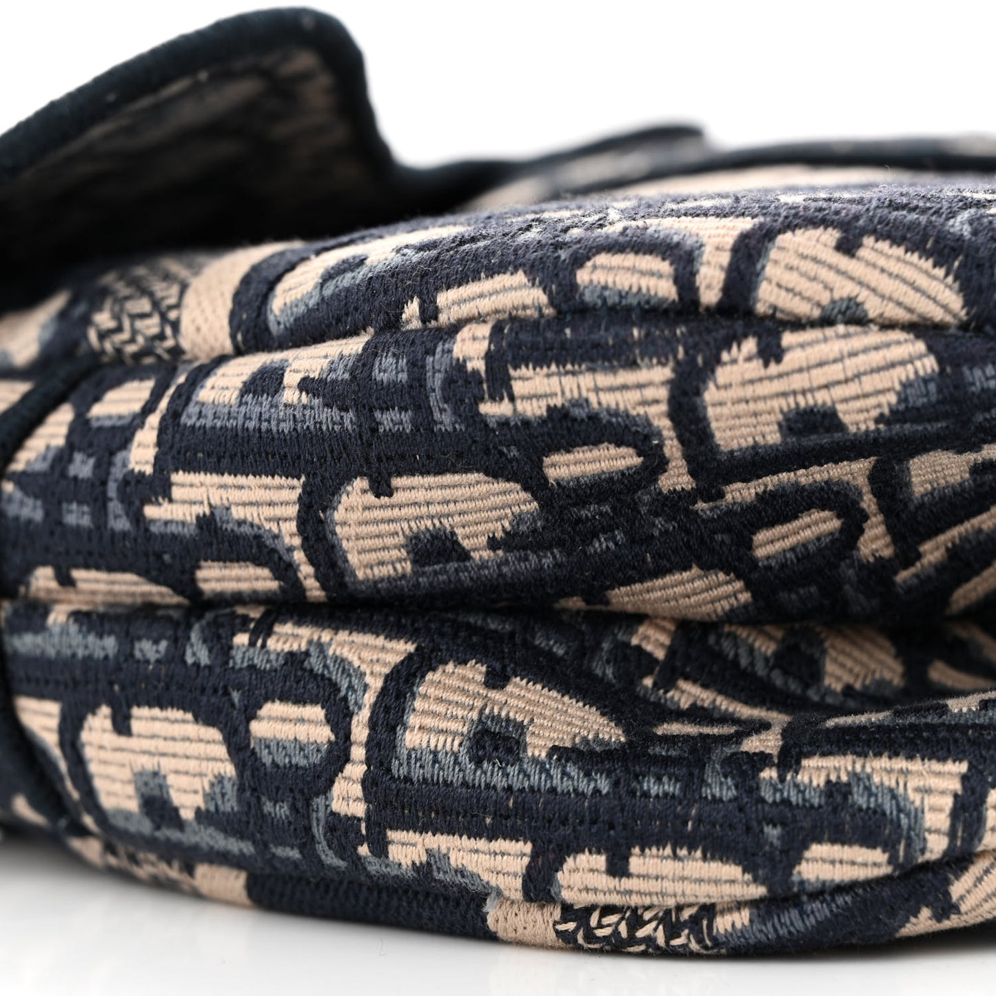 Oblique Embroidered Saddle Bag Blue