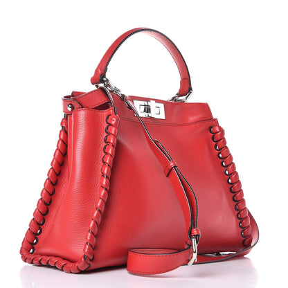Fendi Calfskin Lace Up Medium Peekaboo Iconic Satchel Caipiroska 3 of 12