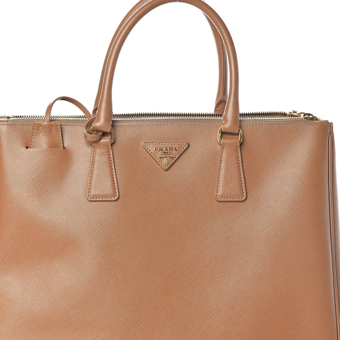 Saffiano Large Galleria Double Zip Tote Caramel
