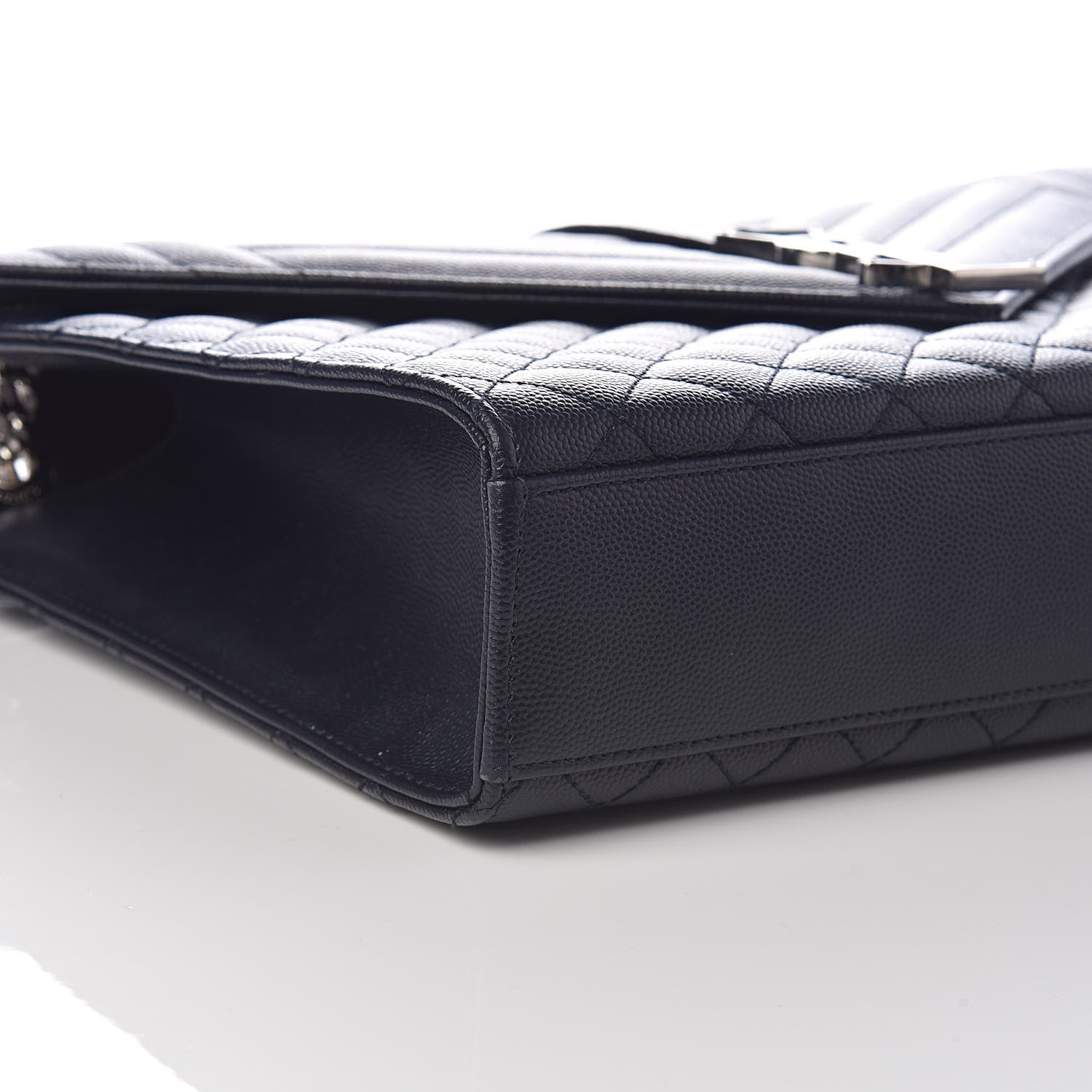 Saint Laurent Grain De Poudre Large Tri-Quilt Monogram Satchel Deep Marine 7 of 9