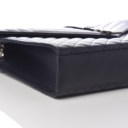 Saint Laurent Grain De Poudre Large Tri-Quilt Monogram Satchel Deep Marine 7 of 9