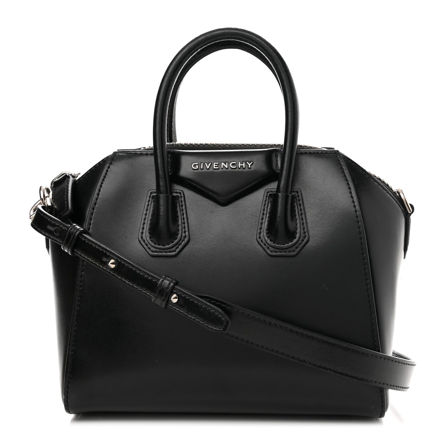Shiny Lord Calfskin Mini Antigona Black
