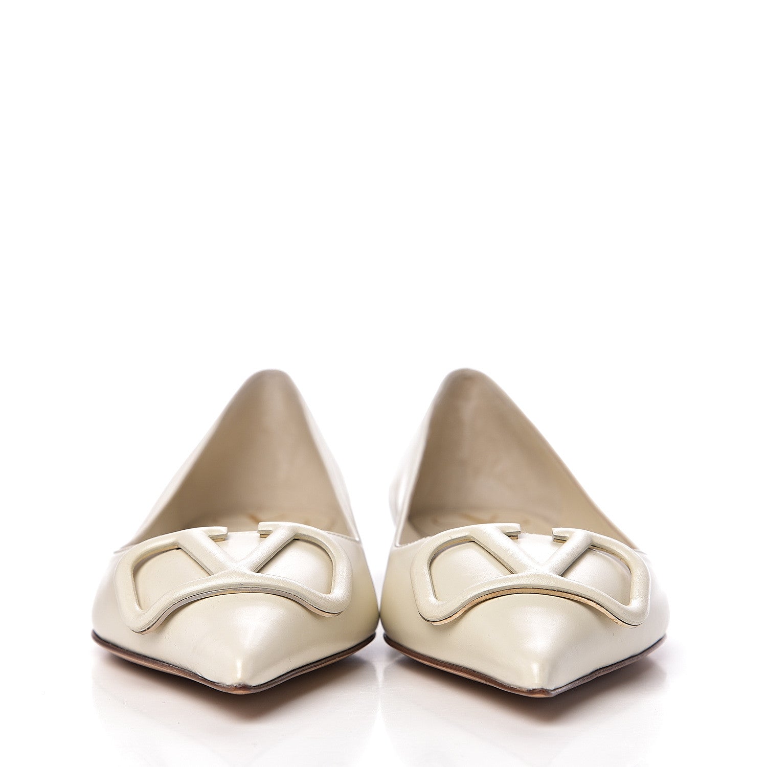 Valentino Garavani Nappa Vlogo Flats 37.5 Light Ivory 2 of 10