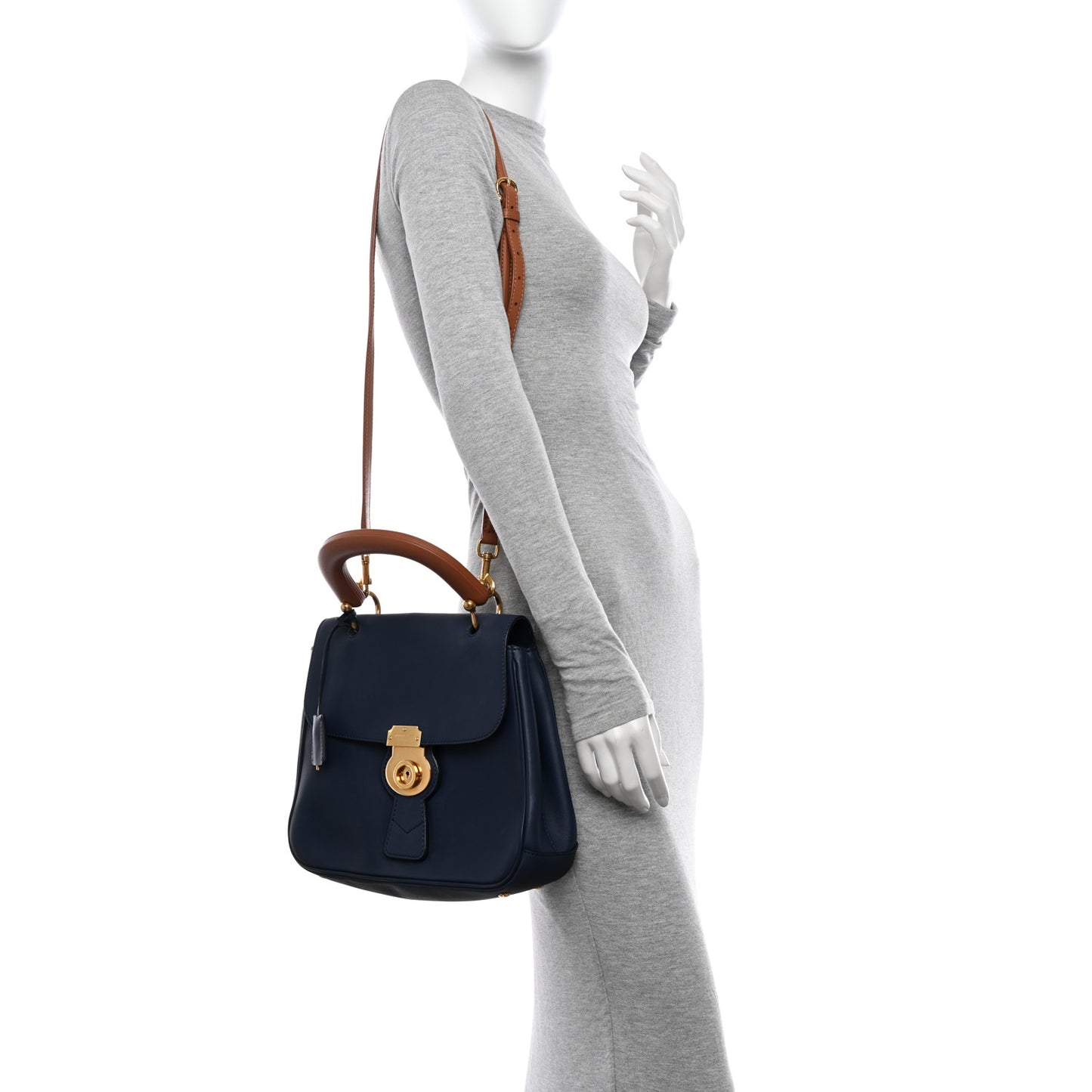 Trench Calfskin Medium DK88 Top Handle Bag Ink Blue