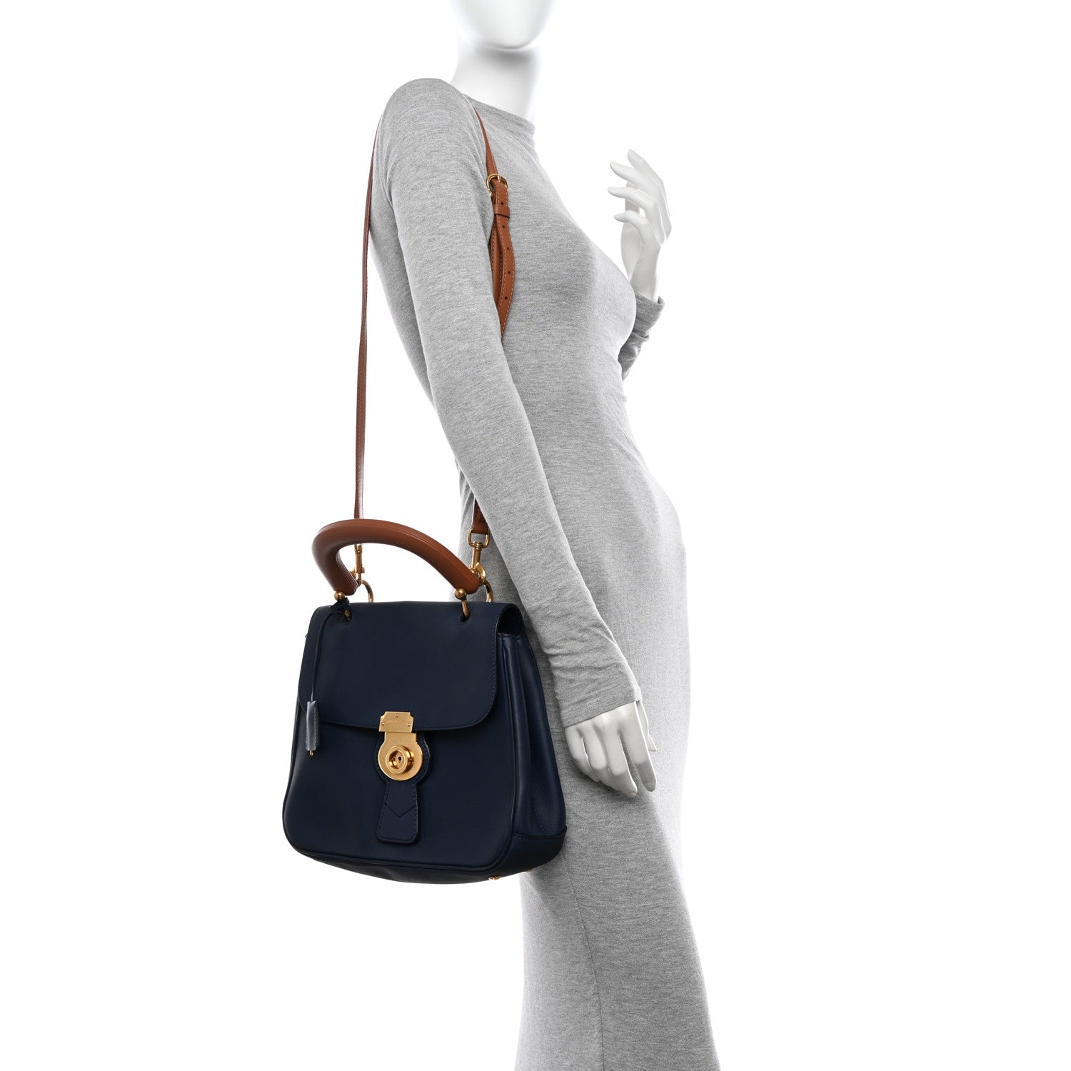 Burberry Trench Calfskin Medium DK88 Top Handle Bag Ink Blue 2 of 16