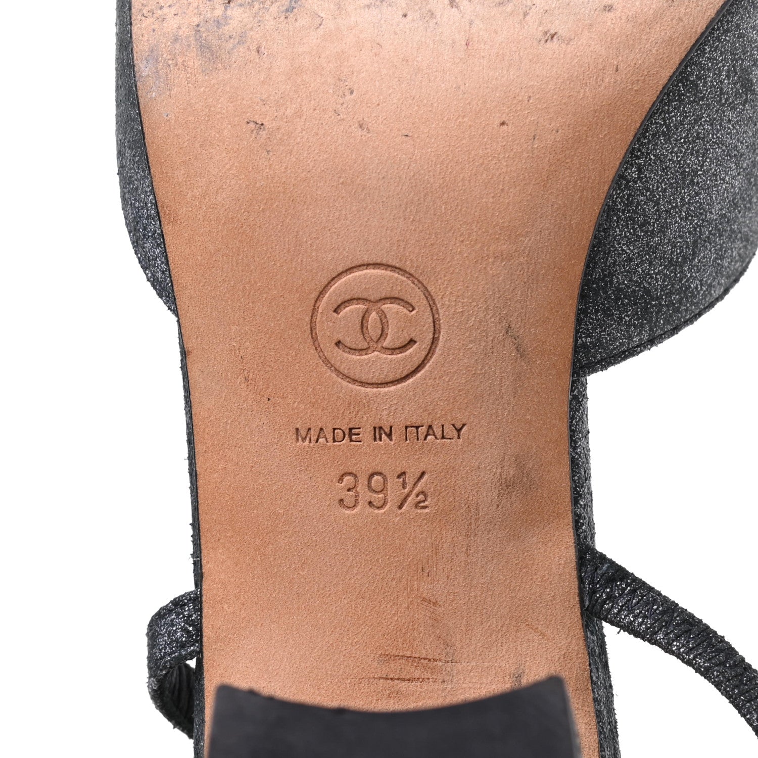 Chanel Wool Velvet Cap Toe CC Slingback Pumps 39.5 Black Grey 6 of 11