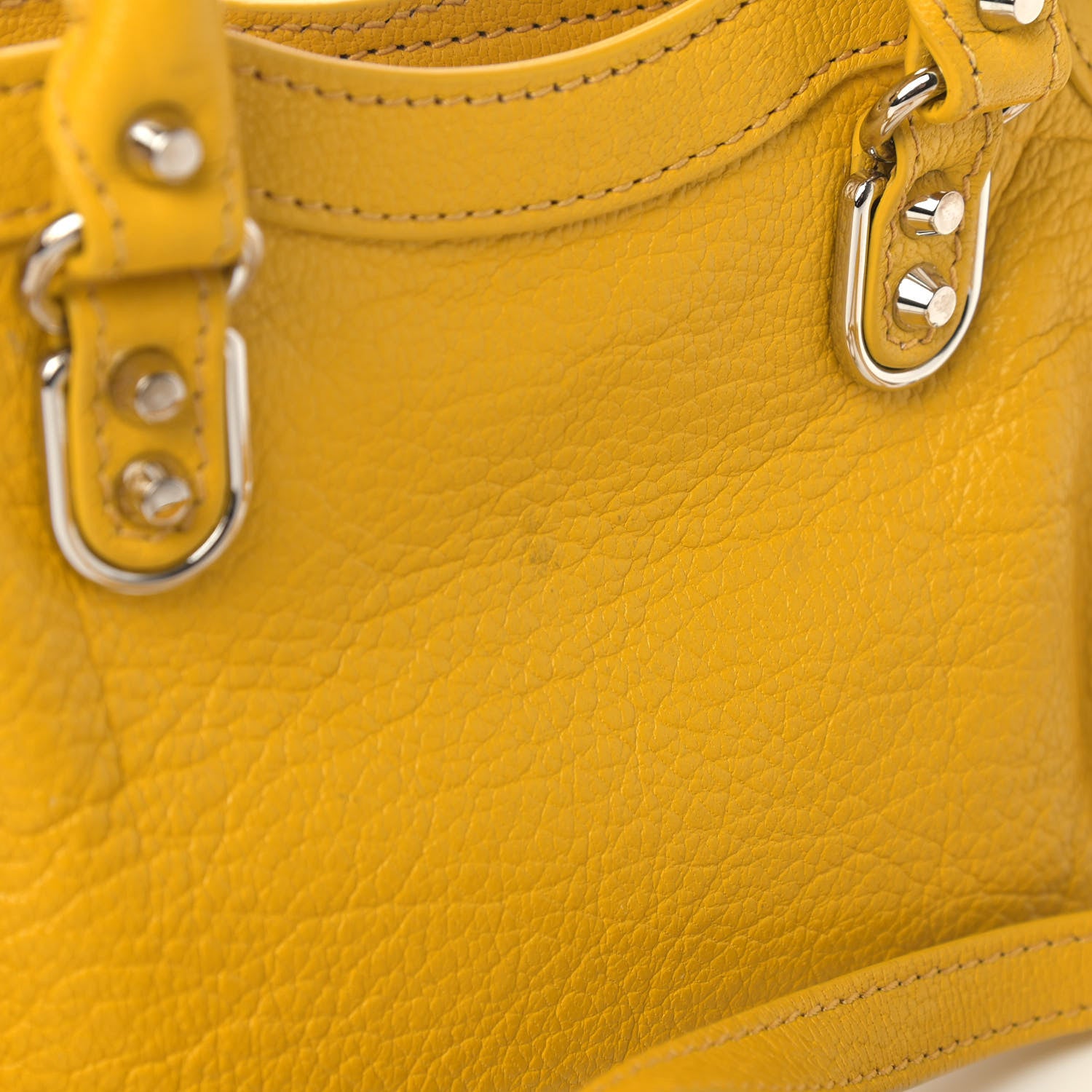 Balenciaga Chevre Silver Metallic Edge Hardware Nano City Jaune Epi 5 of 5