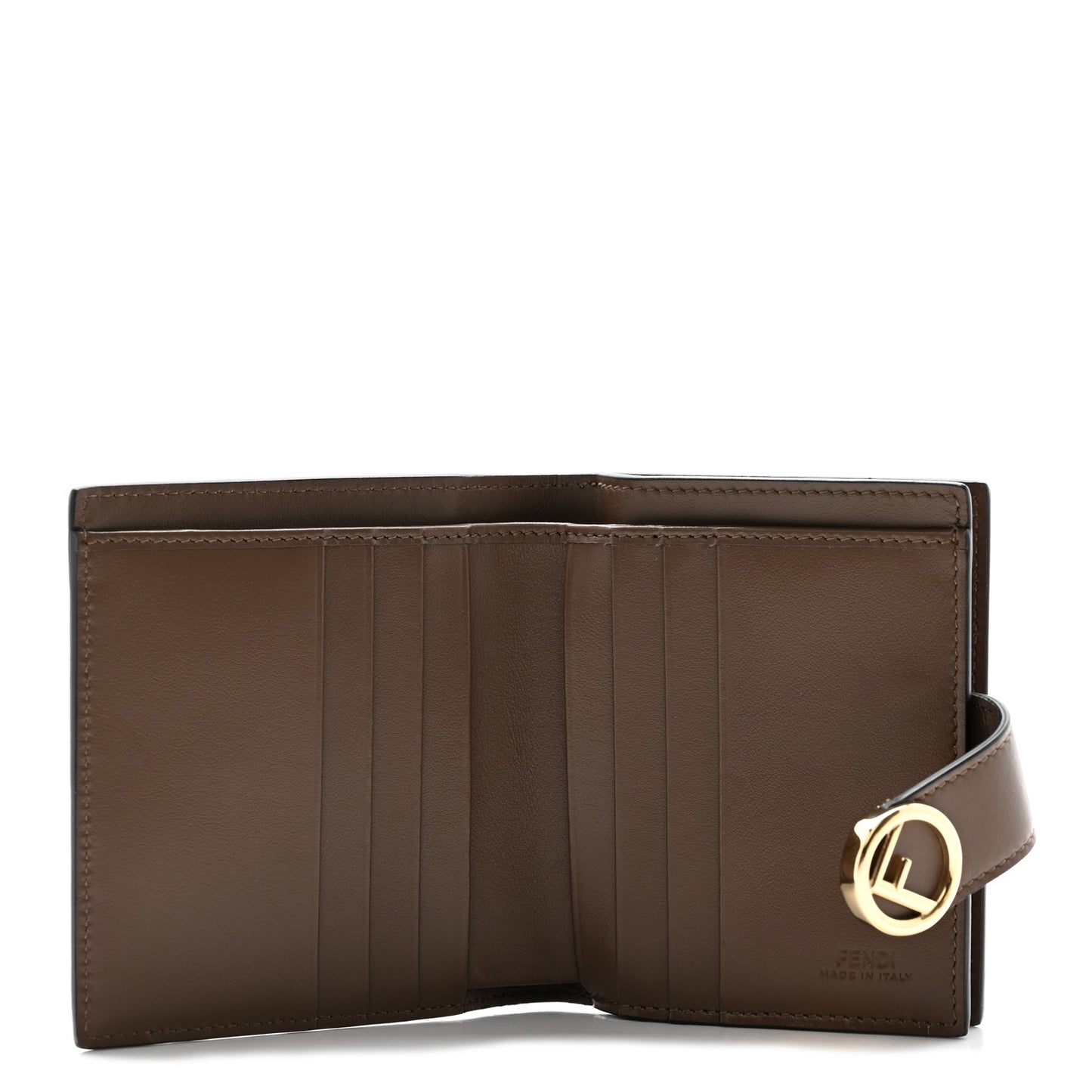 Vitello Soft F is Fendi Bi-Color FF 1974 Embossed Compact Wallet Maya Black