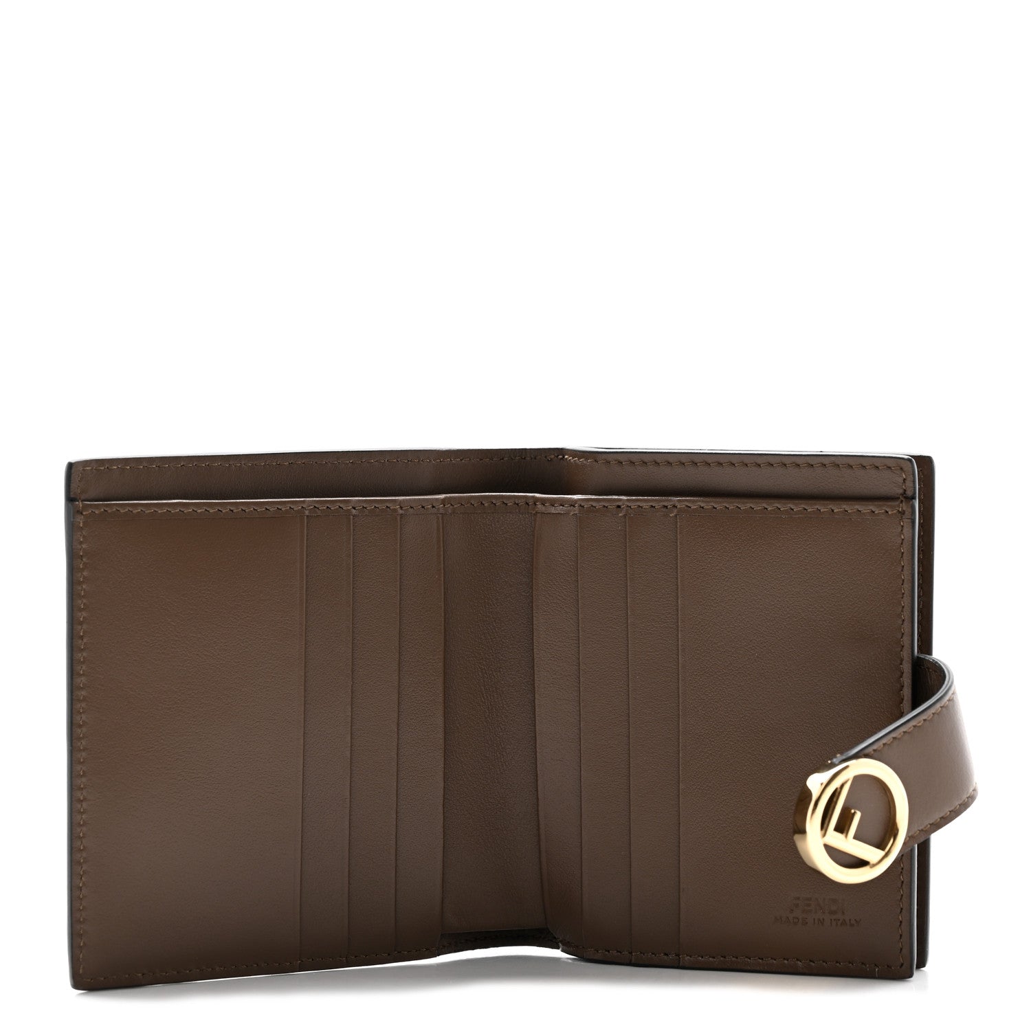 Fendi Vitello Soft F is Fendi Bi-Color FF 1974 Embossed Compact Wallet Maya Black 5 of 10