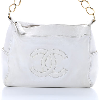 Chanel Calfskin CC Hobo White 8 of 15