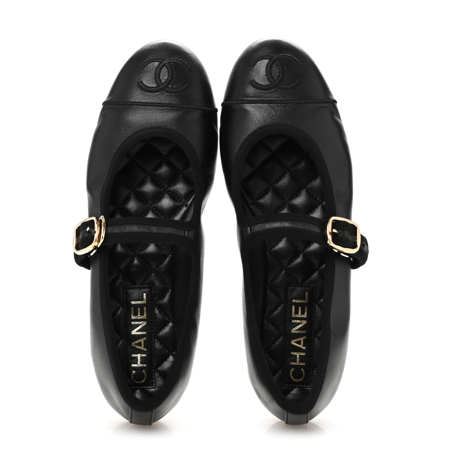 Lambskin Mary Jane Flats 36 Black