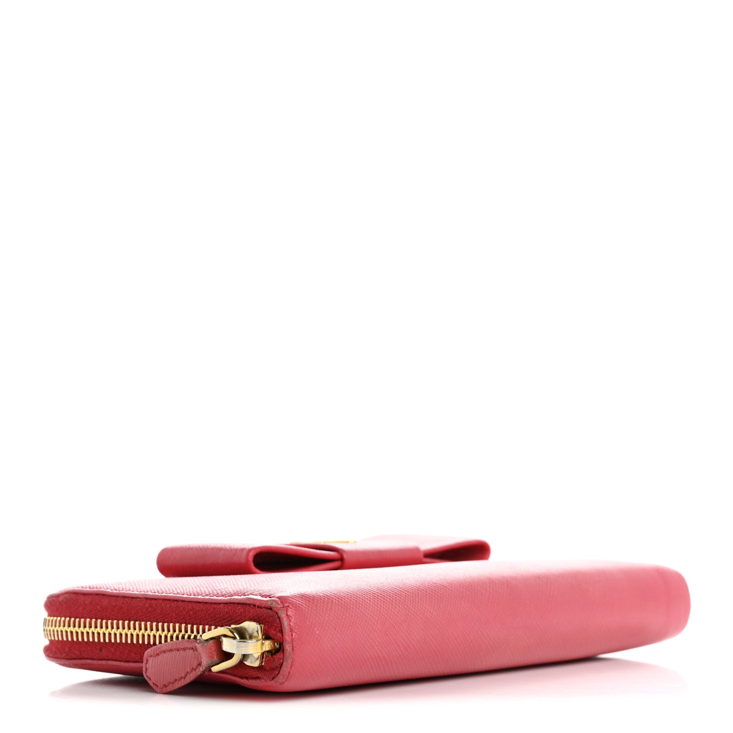 Prada Saffiano Fiocco Bow Zip Around Wallet Peonia 4 of 15