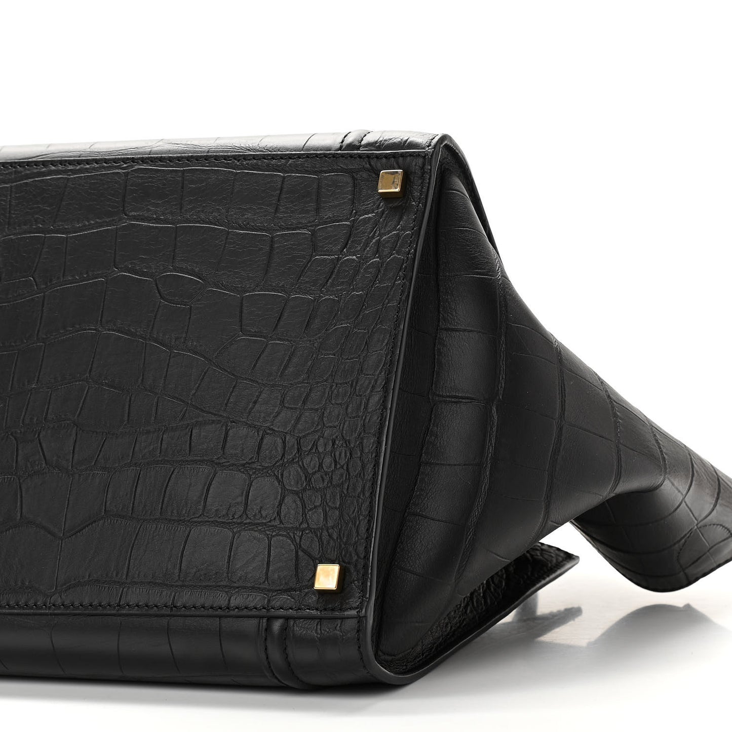 Calfskin Crocodile Embossed Medium Phantom Luggage Black