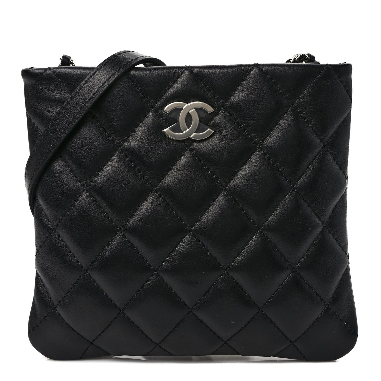 Lambskin Quilted Crossbody Bag Black