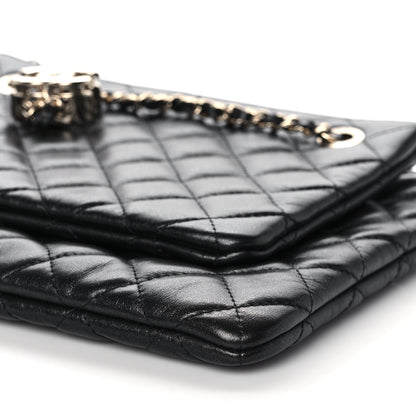 Chanel Shiny Lambskin Quilted Medium Double Case With Strap Black 8 of 10