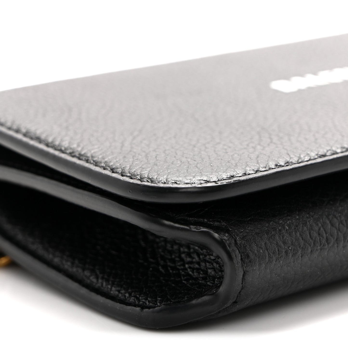 Grained Calfskin Logo Cash Phone Holder Wallet On Chain Black White