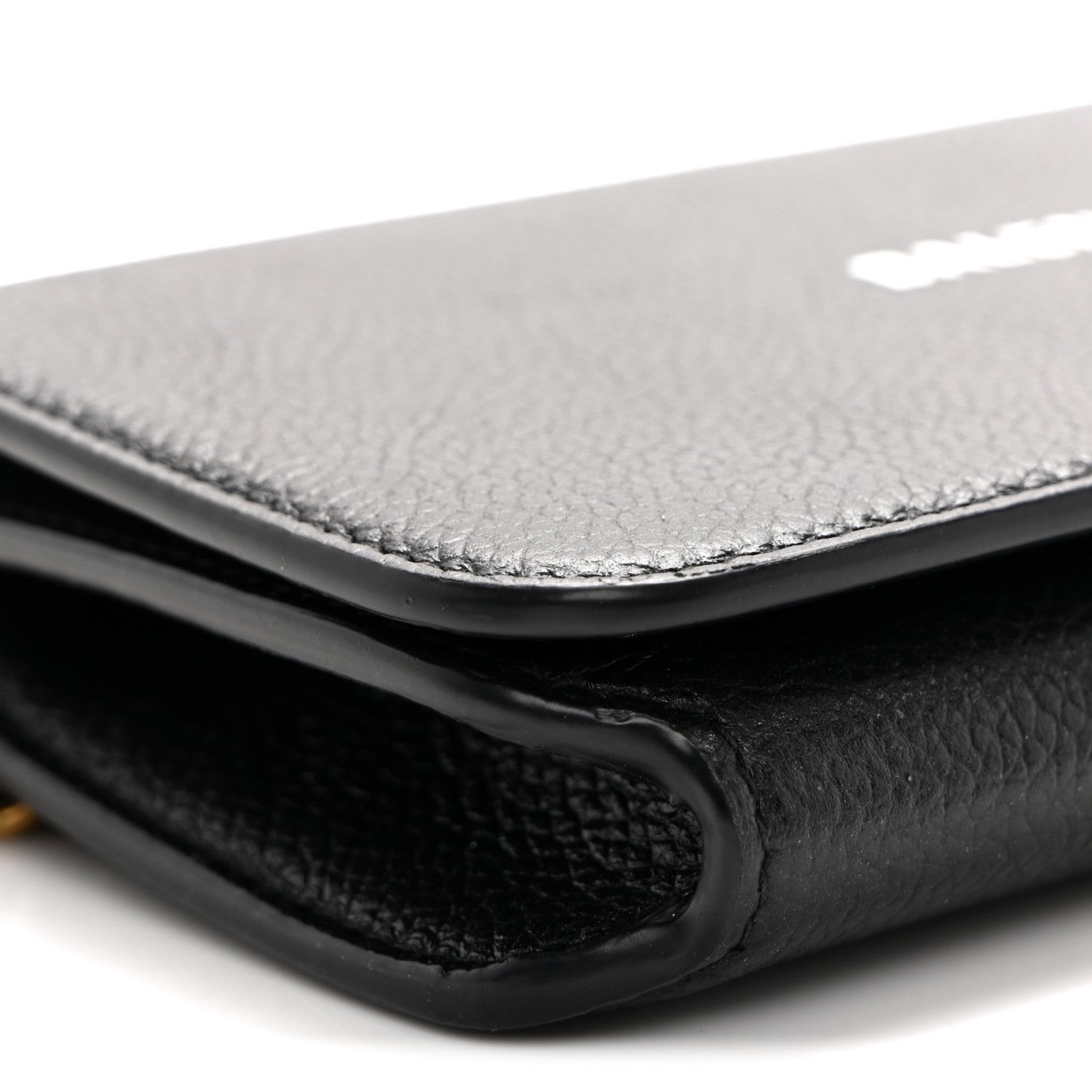 Balenciaga Grained Calfskin Logo Cash Phone Holder Wallet On Chain Black White 8 of 9