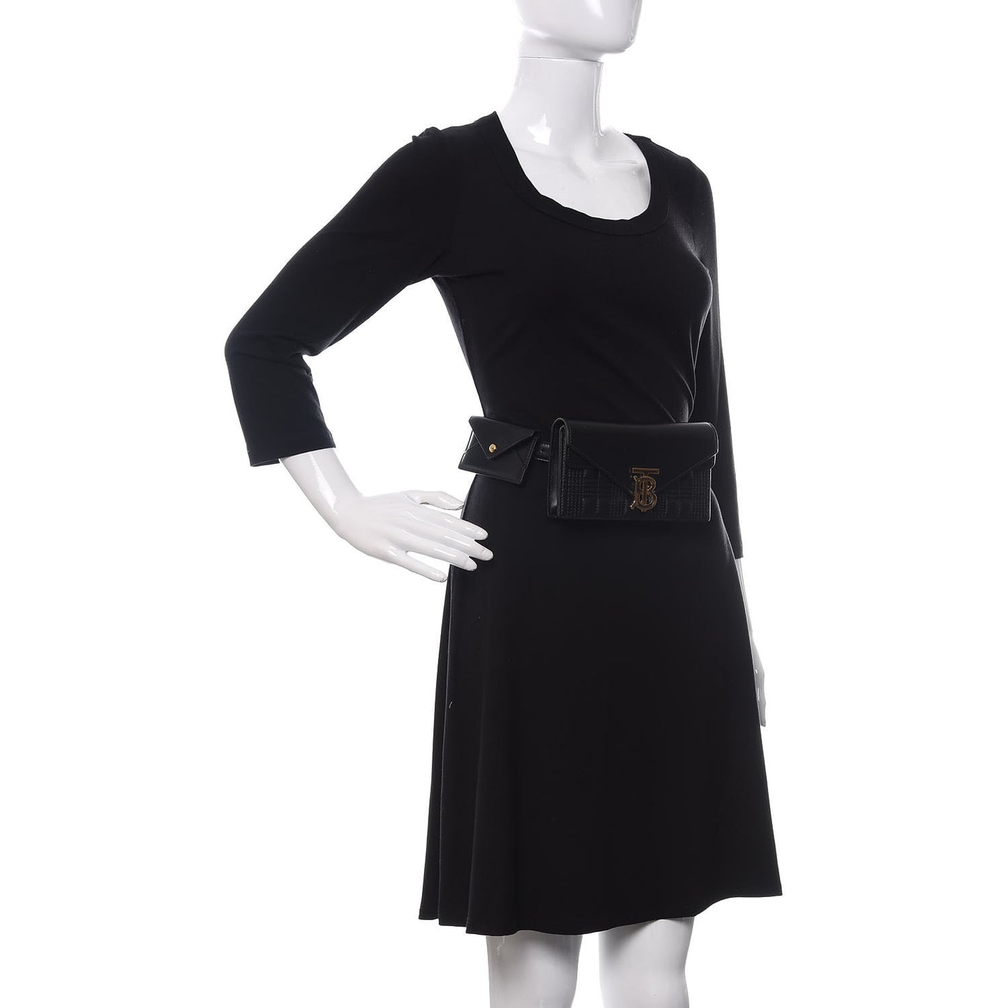 Smooth Calfskin Quilted Check TB Envelope Belt Bag Black