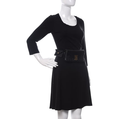 Burberry Smooth Calfskin Quilted Check TB Envelope Belt Bag Black 2 of 12