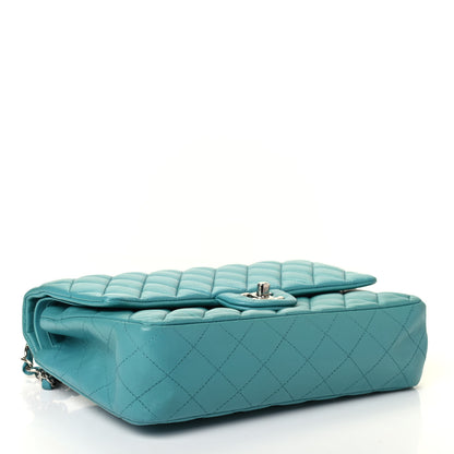 Chanel Lambskin Quilted Medium Double Flap Turquoise 3 of 4