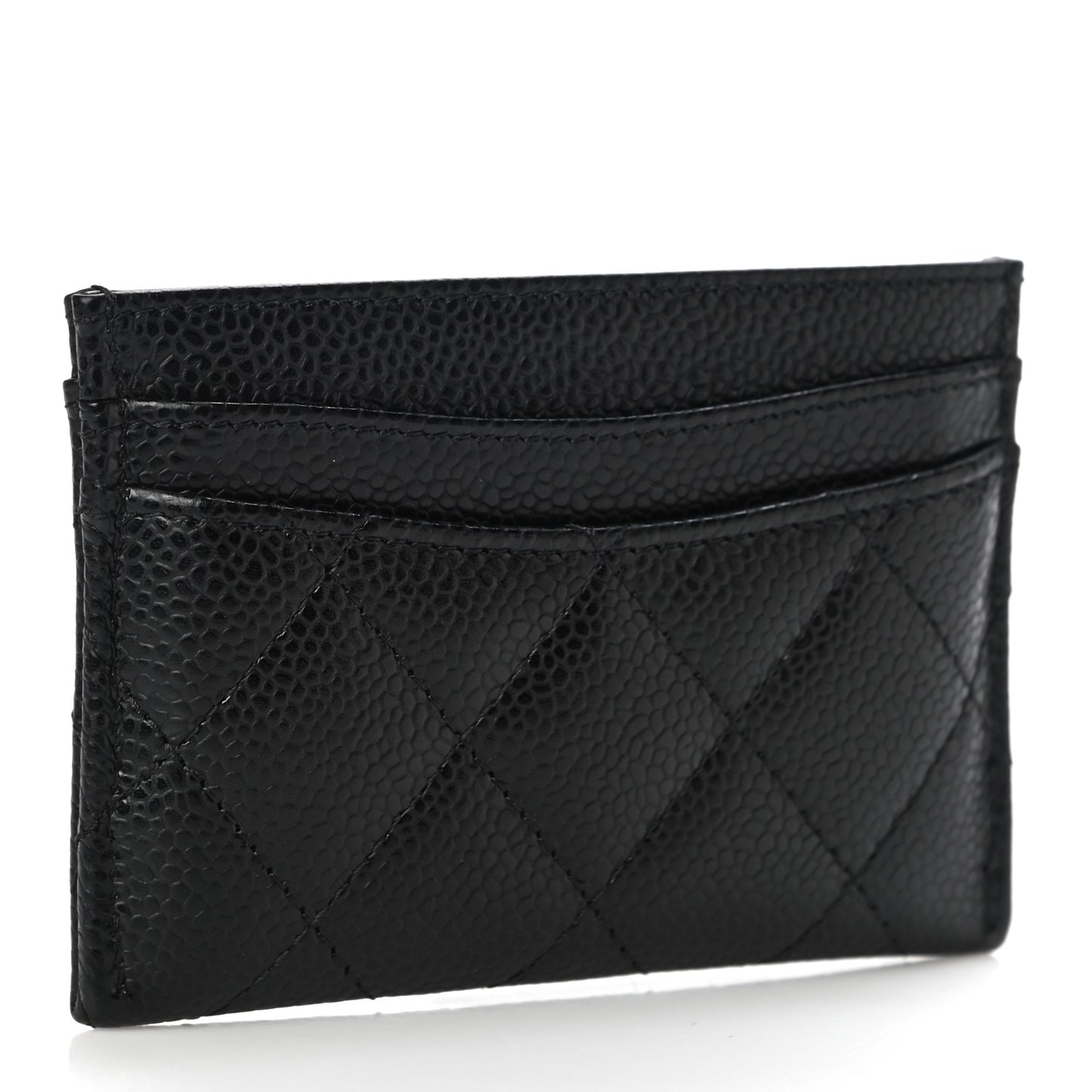Caviar Quilted Card Holder Black