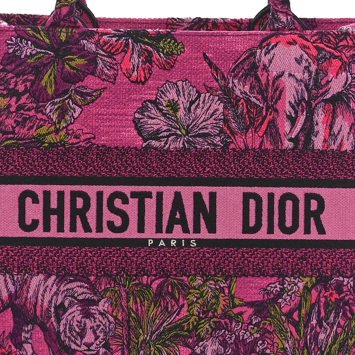 Christian Dior Canvas Embroidered Medium Toile de Jouy Voyage Book Tote Fuchsia Multicolor 7 of 9