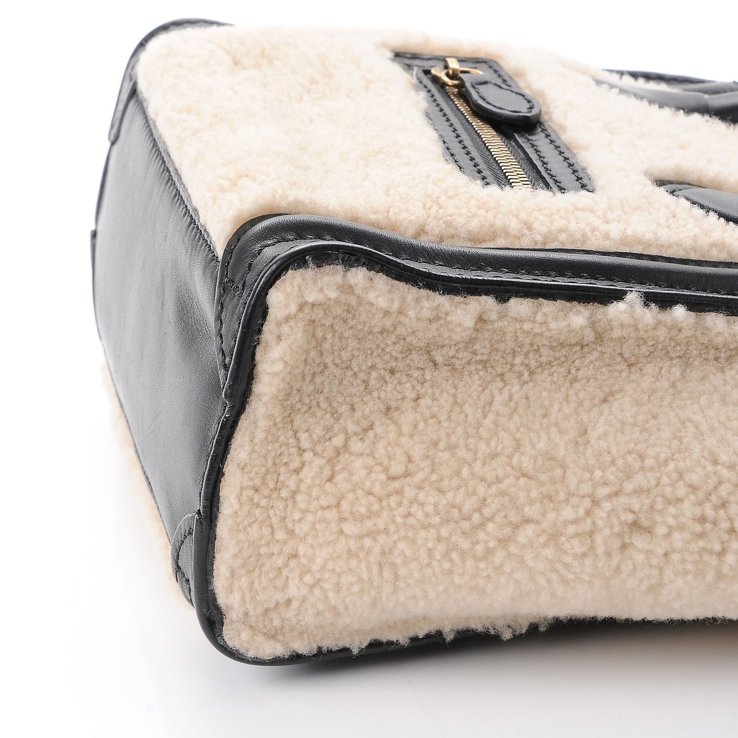 Smooth Calfskin Shearling Nano Luggage Cream