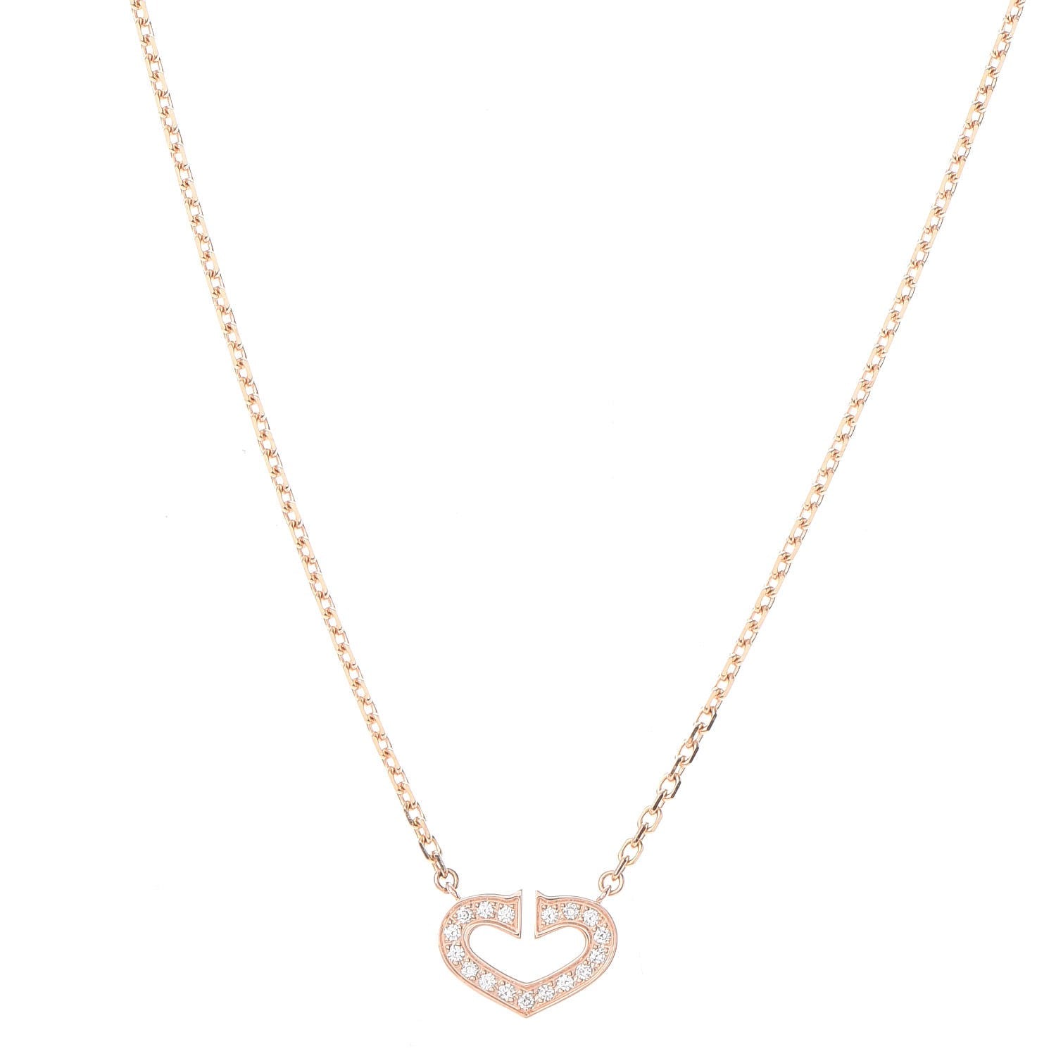 Cartier 18K Pink Gold Diamond Hearts and Symbols Pave Necklace 1 of 6