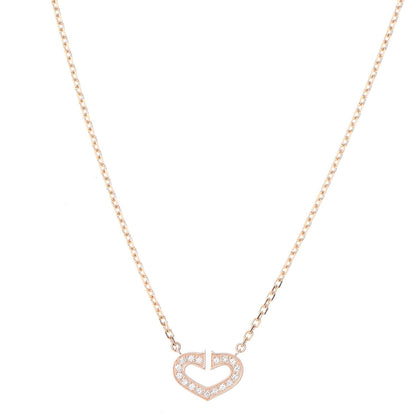 Cartier 18K Pink Gold Diamond Hearts and Symbols Pave Necklace 1 of 6