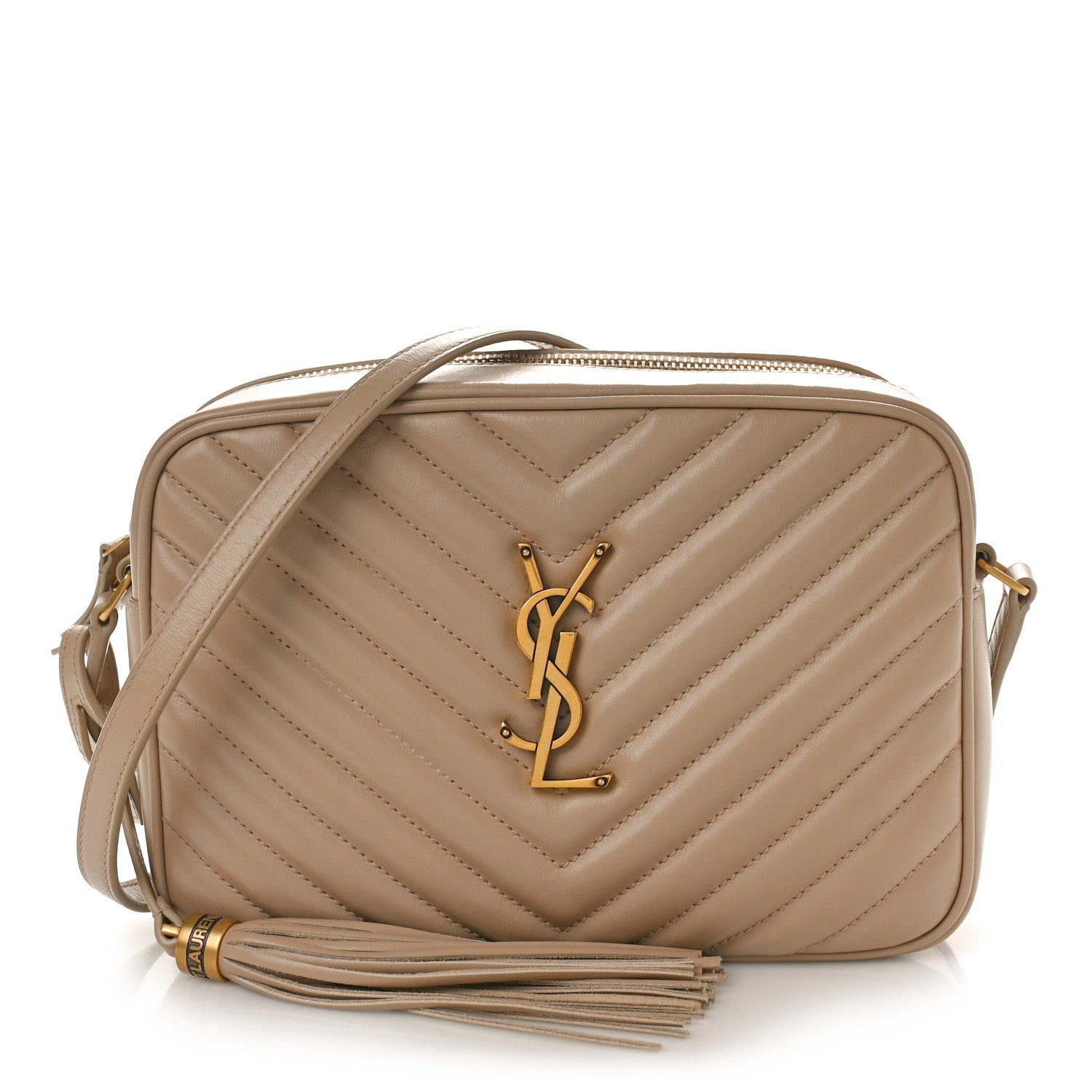 Saint Laurent Calfskin Matelasse Monogram Lou Camera Bag Dark Latte 1 of 10