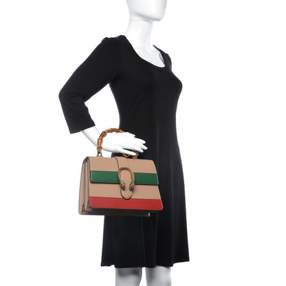 Gucci Calfskin Bamboo Web Medium Dionysus Top Handle Bag Camelia Bright Evergreen Hibiscus Red 2 of 8