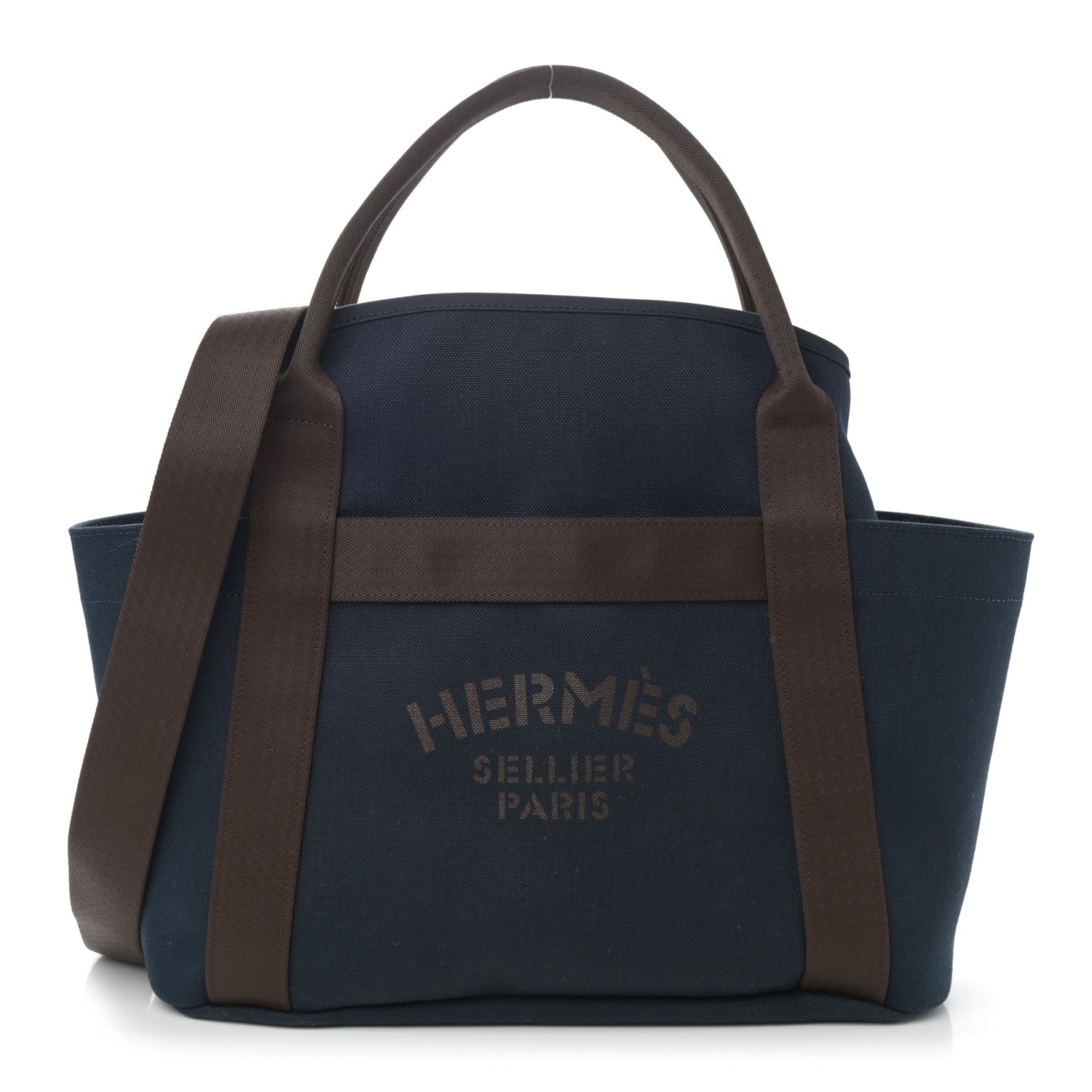 Hermes Toile Sac De Pansage Groom Bleu Navy Feu 3 of 13