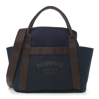 Hermes Toile Sac De Pansage Groom Bleu Navy Feu 3 of 13