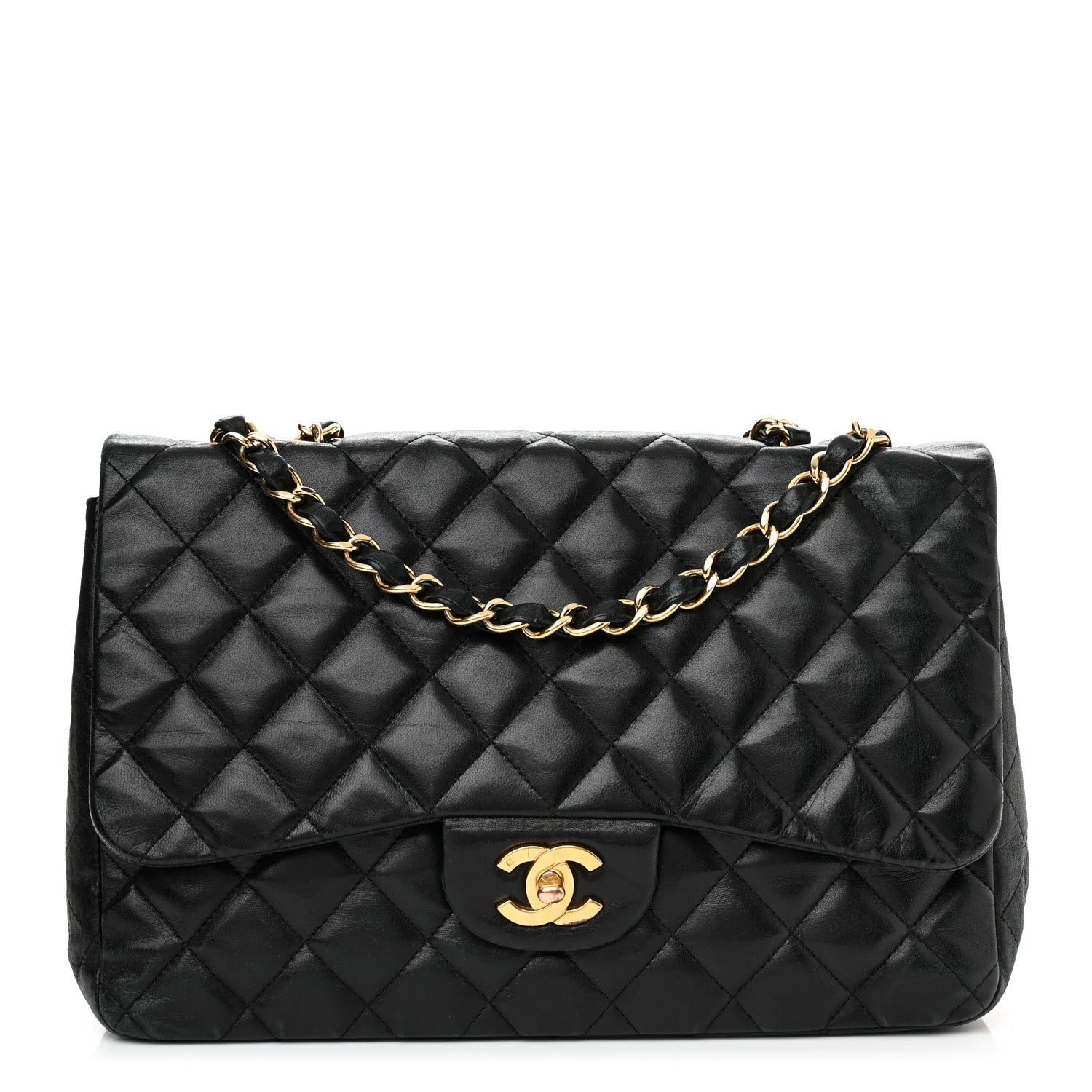 Chanel Lambskin Quilted Jumbo Single Flap Black 1 of 14
