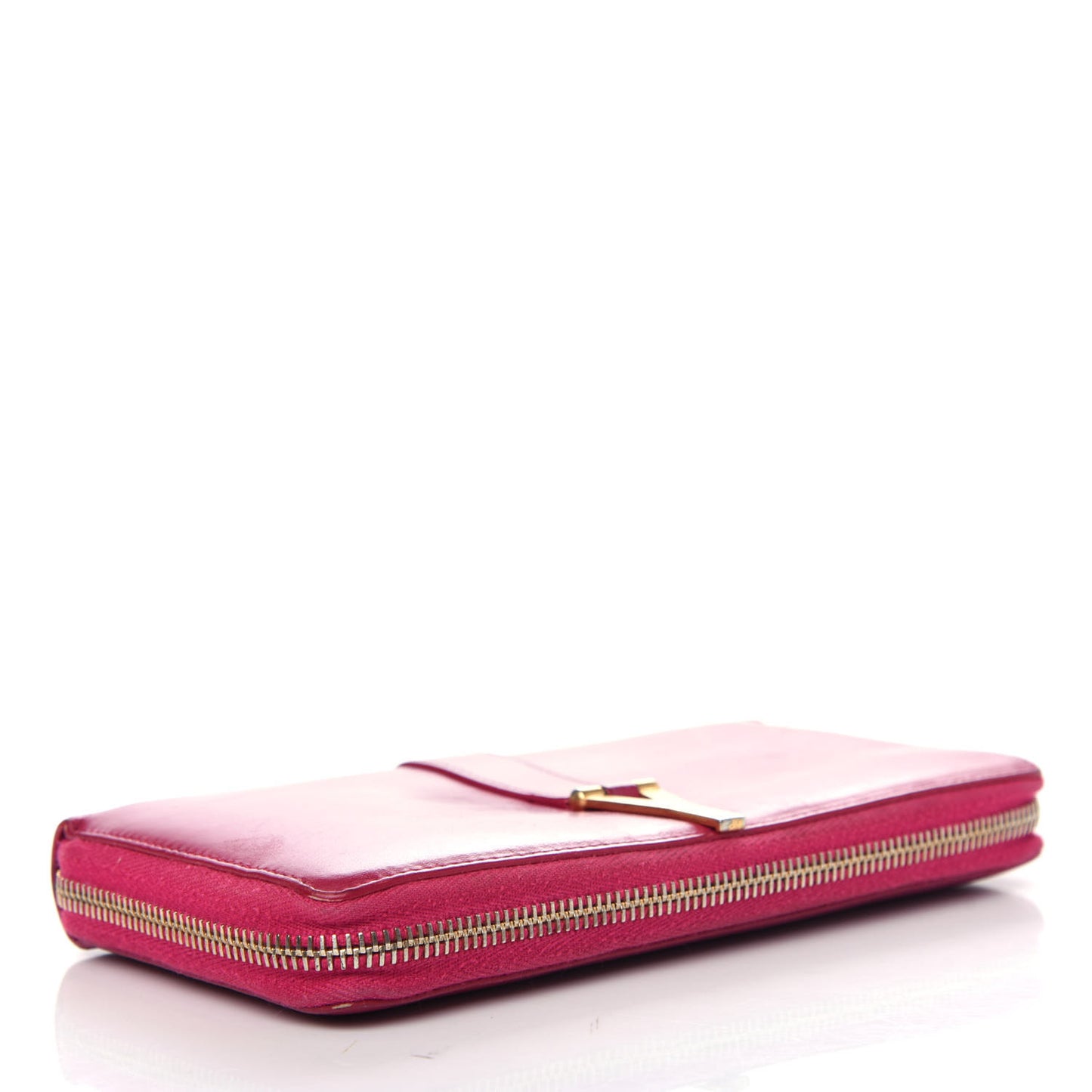 Calfskin Classic Y Ligne Zip Around Wallet Fuchsia
