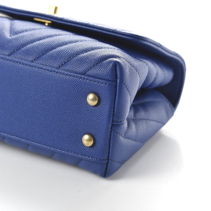 Chanel Caviar Chevron Quilted Mini Coco Handle Flap Blue 7 of 10