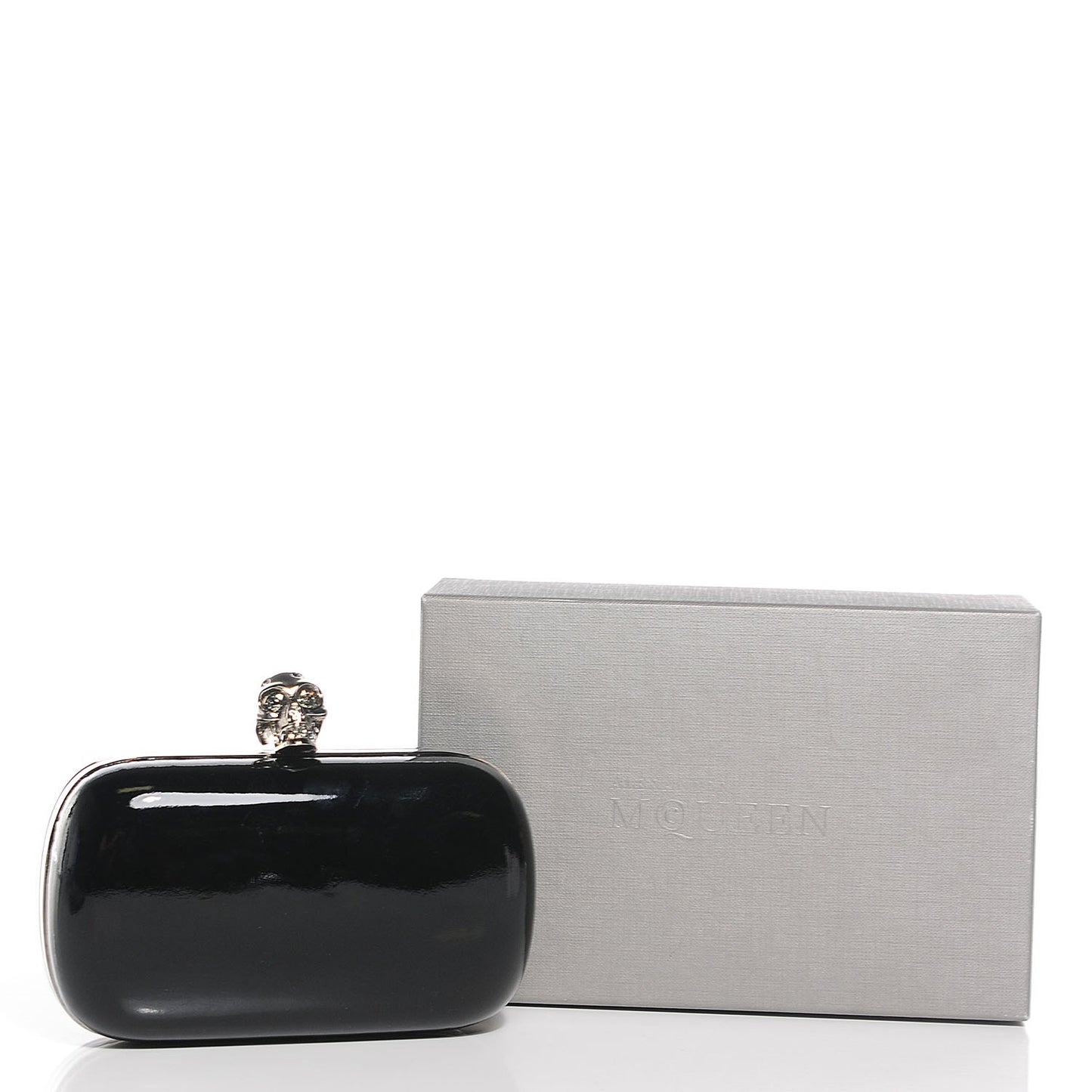 Patent Skull Box Clutch Black