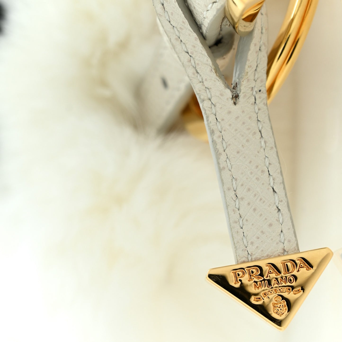 Rabbit Fur Polar Bear Keychain Charm White