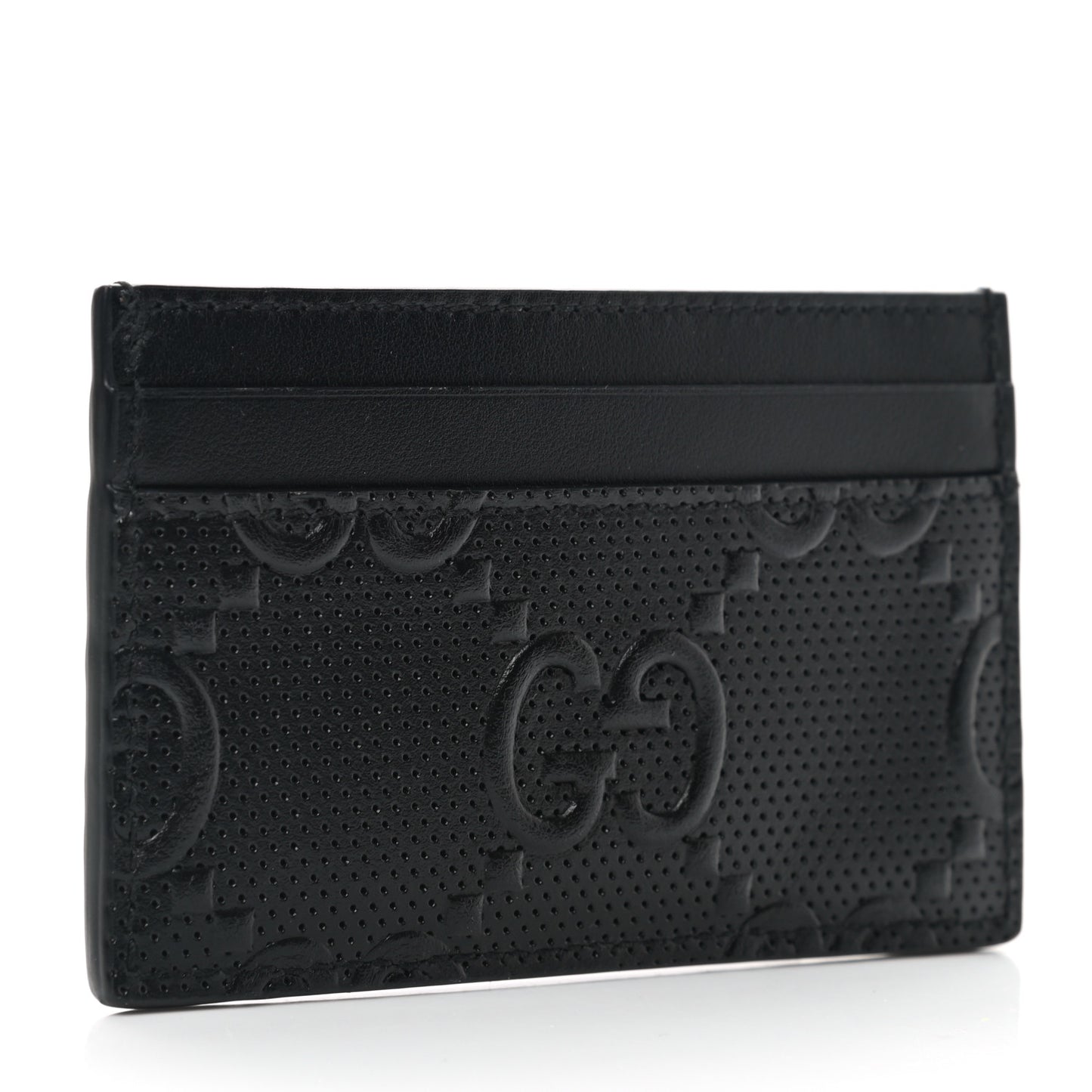 Calfskin GG Tennis Embossed Card Holder Black