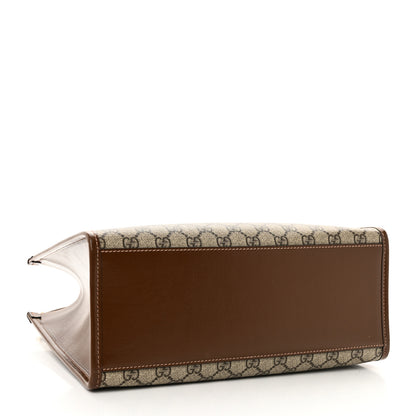 Gucci GG Supreme Monogram Azalea Calfskin Small Retro Interlocking G Tote Bag Beige Ebony Brown Sugar 4 of 10