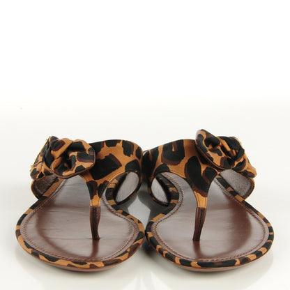 Louis Vuitton Leopard Print Savanna Flat Thong Sandals 39 Moka 2 of 7