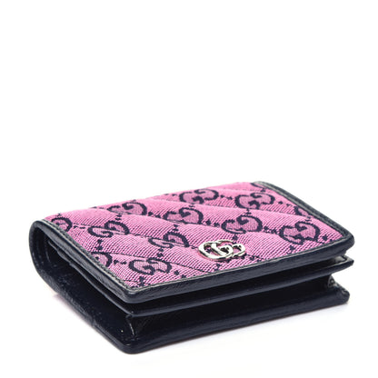 Gucci Monogram Multicolor Matelasse Diagonal GG Marmont Card Case Wallet Pink Blue 4 of 8