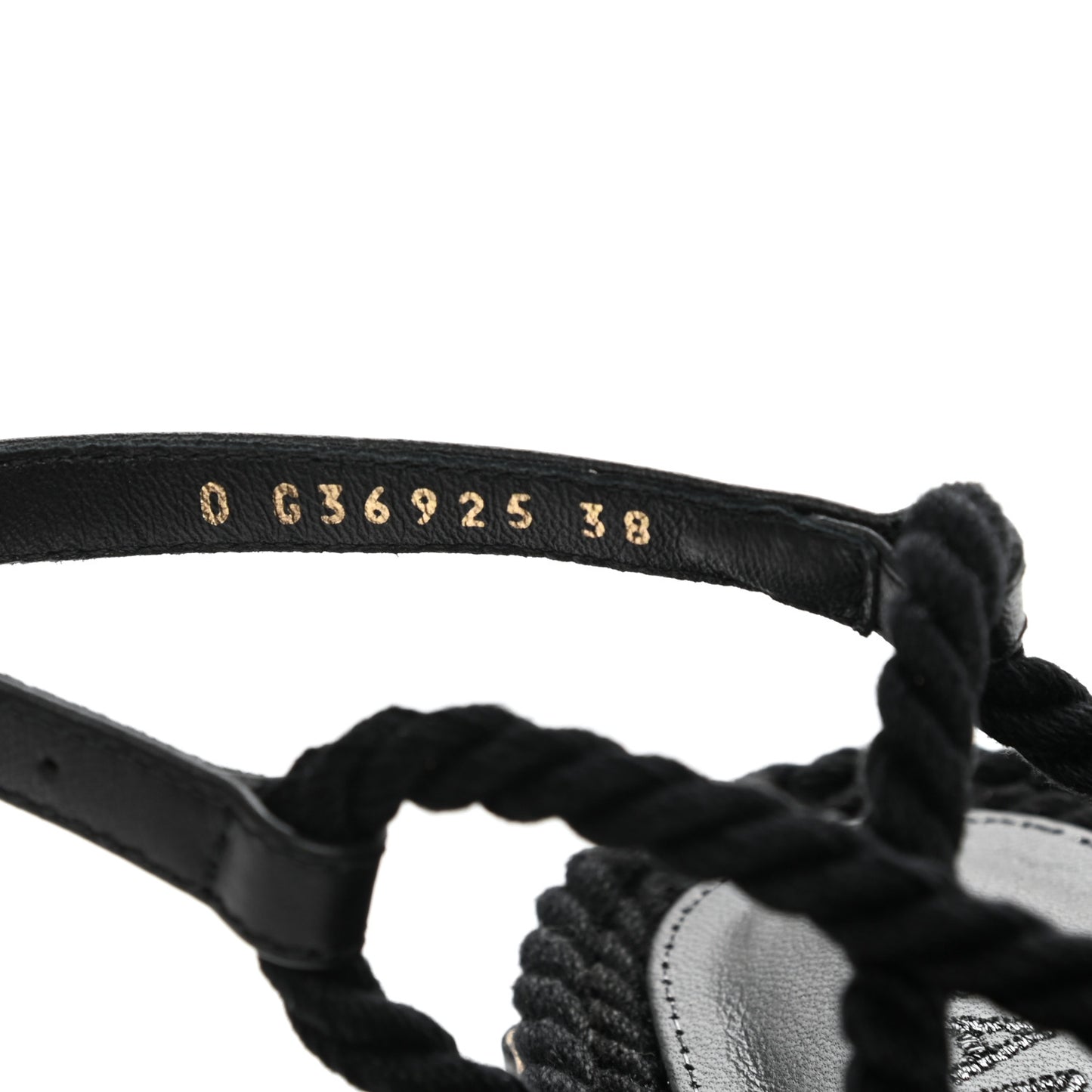 Lambskin Cord Chain CC Sandals 38 Black