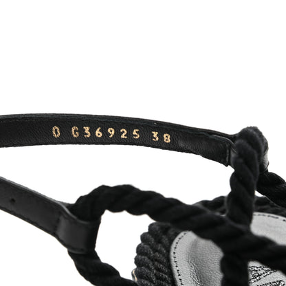 Chanel Lambskin Cord Chain CC Sandals 38 Black 9 of 9